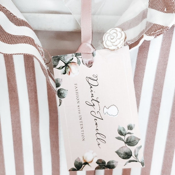 NWT Dainty Jewells XL Pink and White Striped Spring Dress With Floral Buttons - Picture 8 of 10